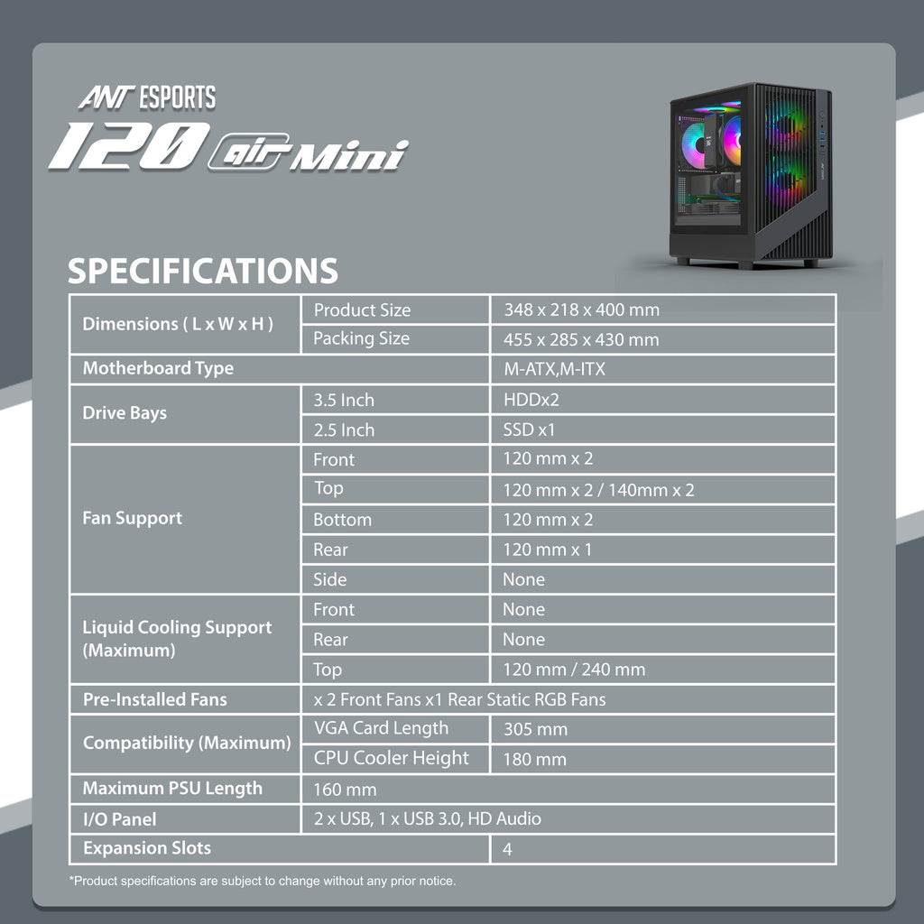 Ant Esports Chassis 205 MINI 6F Black ( Chassis Without Power Supply )