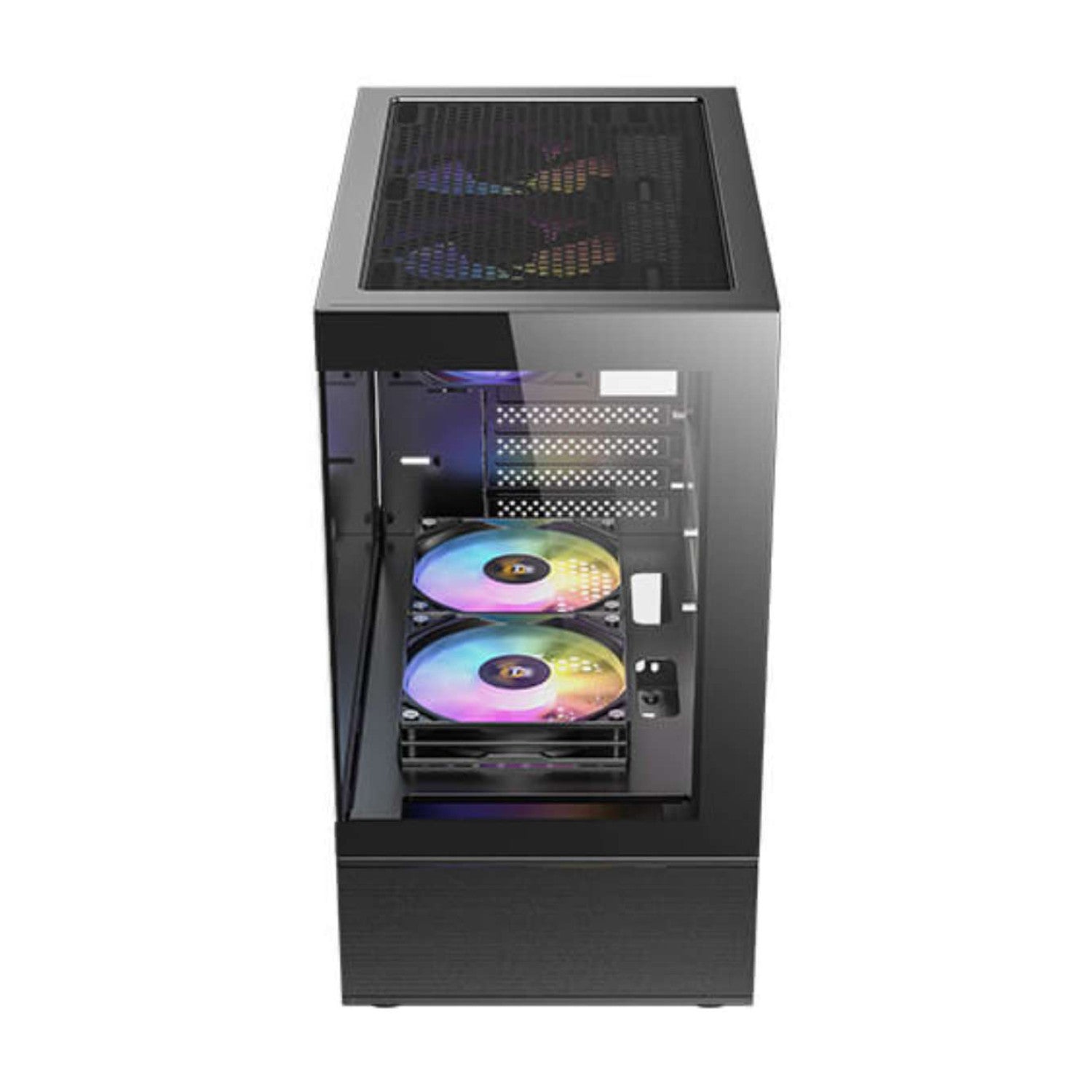 Antec CX200M RGB Elite Mini Tower PC Case Black At Pakshal Impex. Features Full-view Tempered Glass, RGB Lighting, Water Cooling Support, 5 Fan Capacity, And Micro-ATX Compatibility For Gaming Builds.