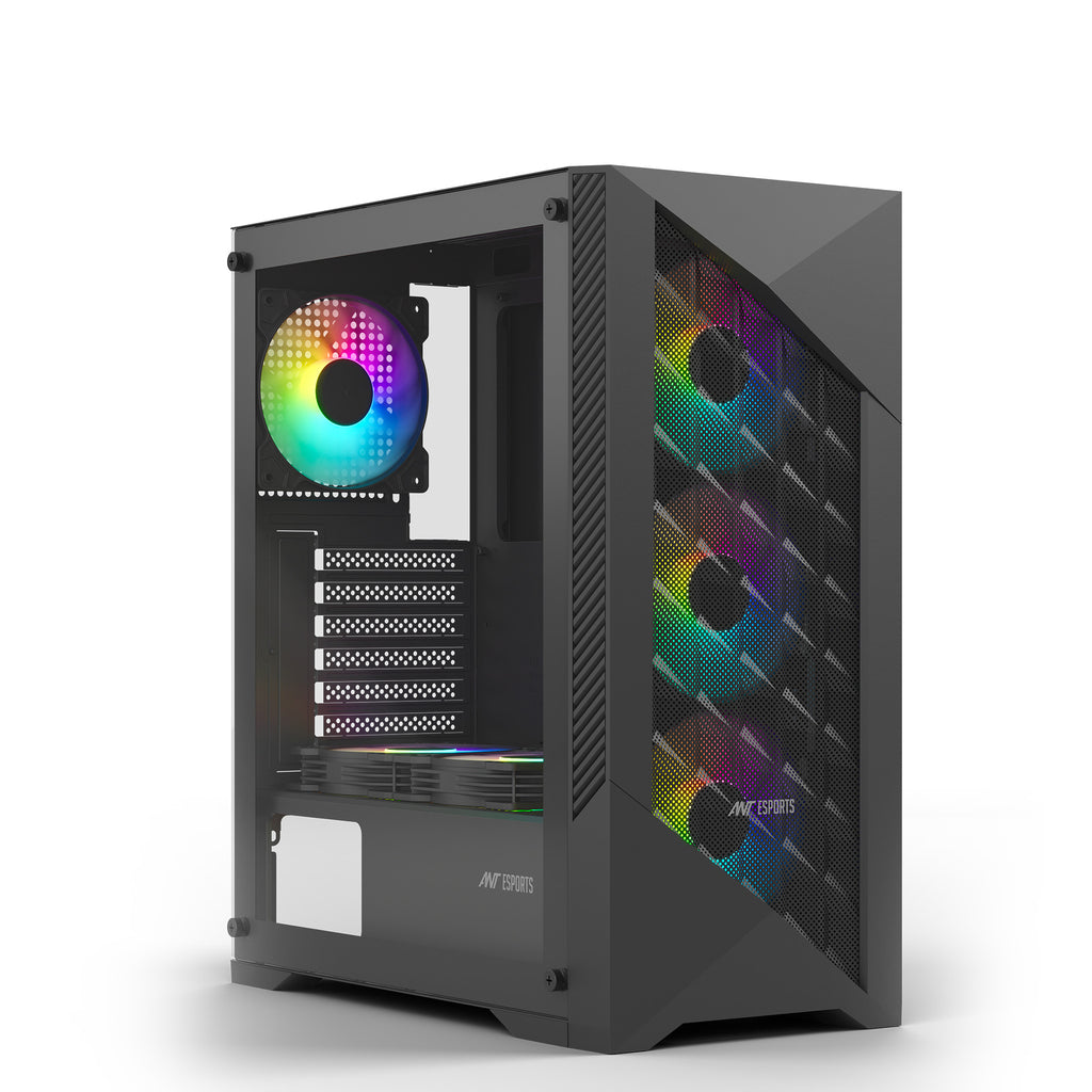 Ant Esports Chassis ICE 270G 6F with Glass Front Panel & 6 Fan - Black ( Chassis Without Power Supply )