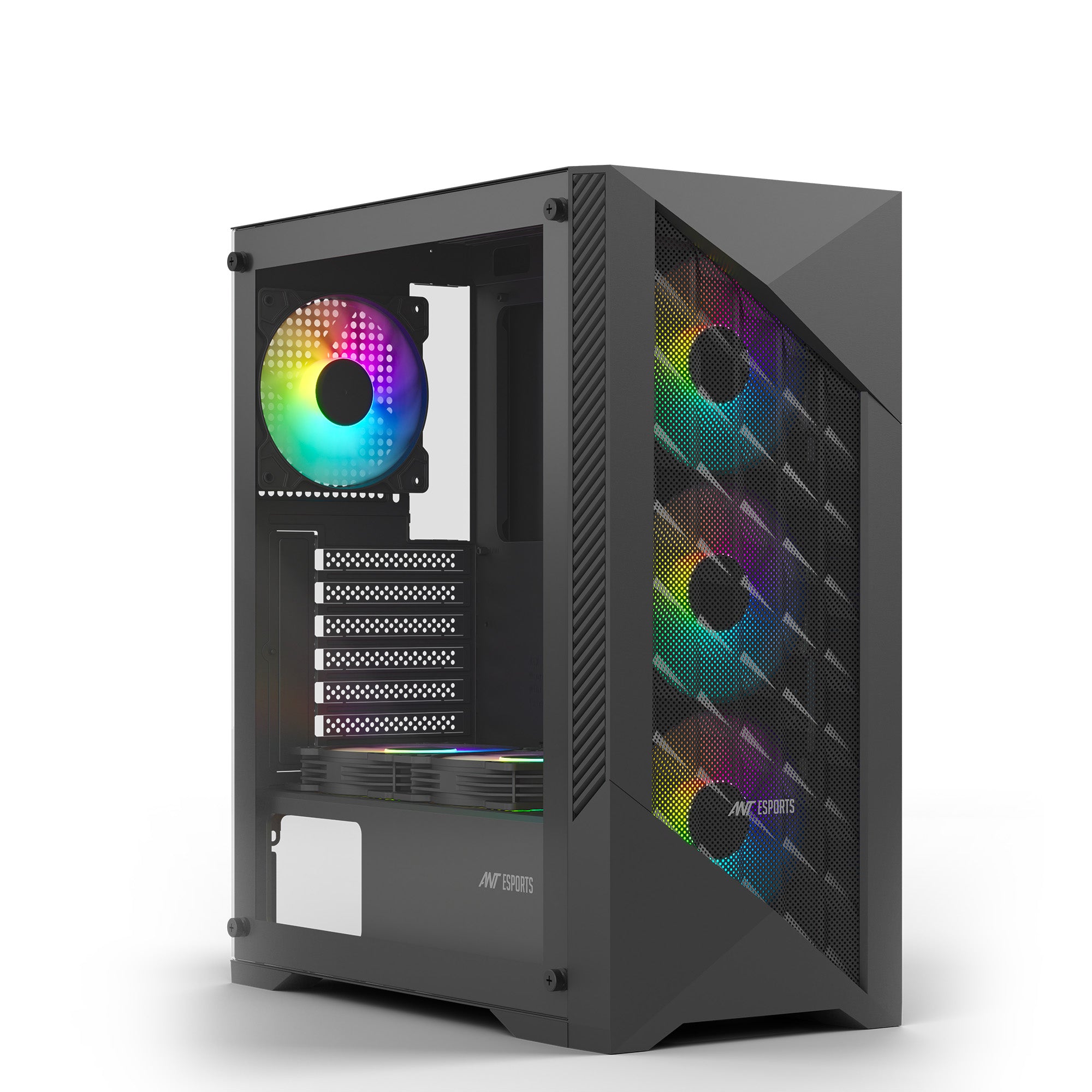 Ant Esports Chassis ICE 270G 6F with Glass Front Panel & 6 Fan - Black ( Chassis Without Power Supply )