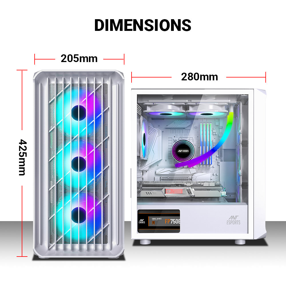 Ant Esports Chassis 205 MINI 6F - White ( Chassis Without Power Supply)