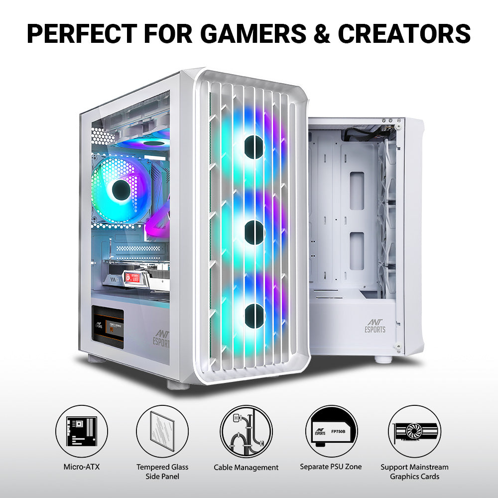 Ant Esports Chassis 205 MINI 6F - White ( Chassis Without Power Supply)
