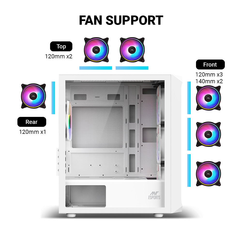 Ant Esports Chassis 205 MINI 6F - White ( Chassis Without Power Supply)