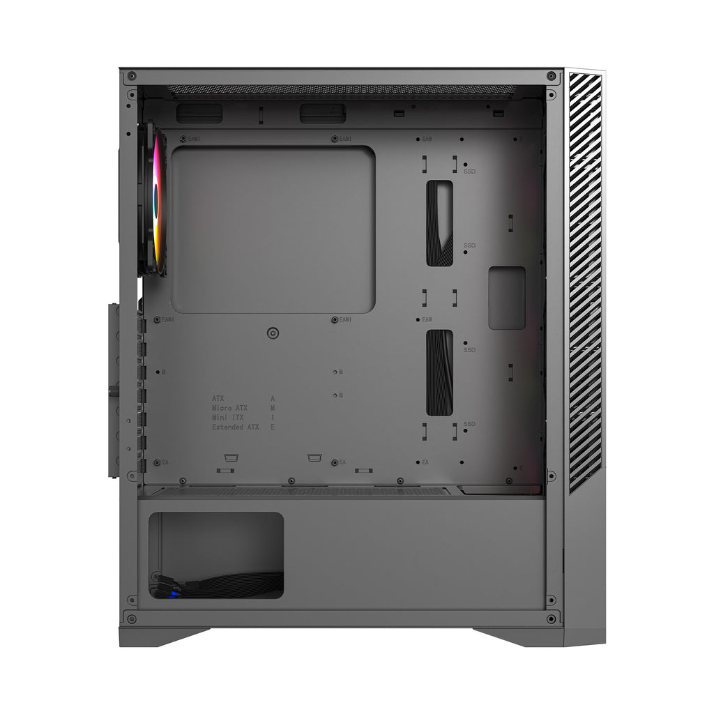 Ant Esports Chassis ICE 270G 6F with Glass Front Panel & 6 Fan - Black ( Chassis Without Power Supply )