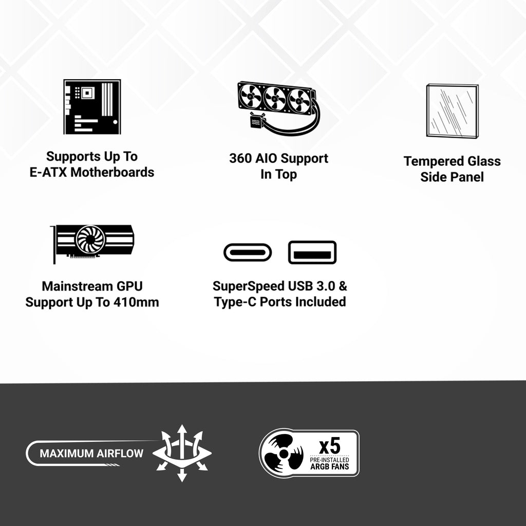 Ant Esports Chassis 511 Air 5F - Black ( Chassis Without Power Supply )