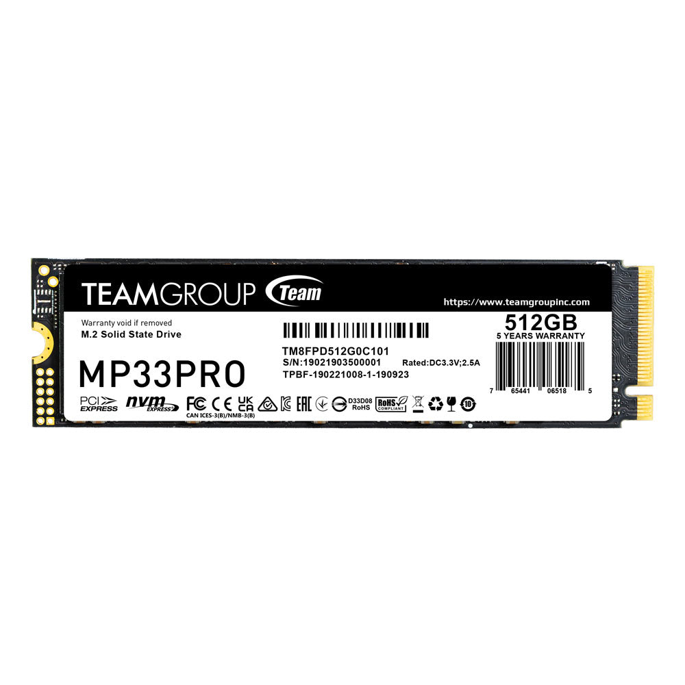 TeamGroup MP33 Pro 512GB Nvme M.2 2280 Pcie Gen 3 Gaming SSD