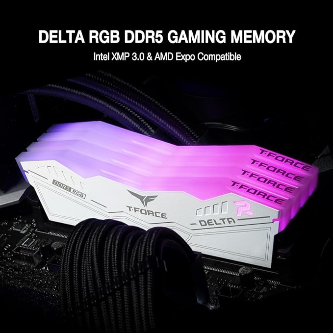 TeamGroup T-Force Delta RGB 2x32GB 6400MHz White 64GB DDR5