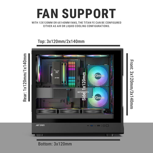 ANT ESPORTS CABINET WITH ARGB FAN BLACK – TITAN FE