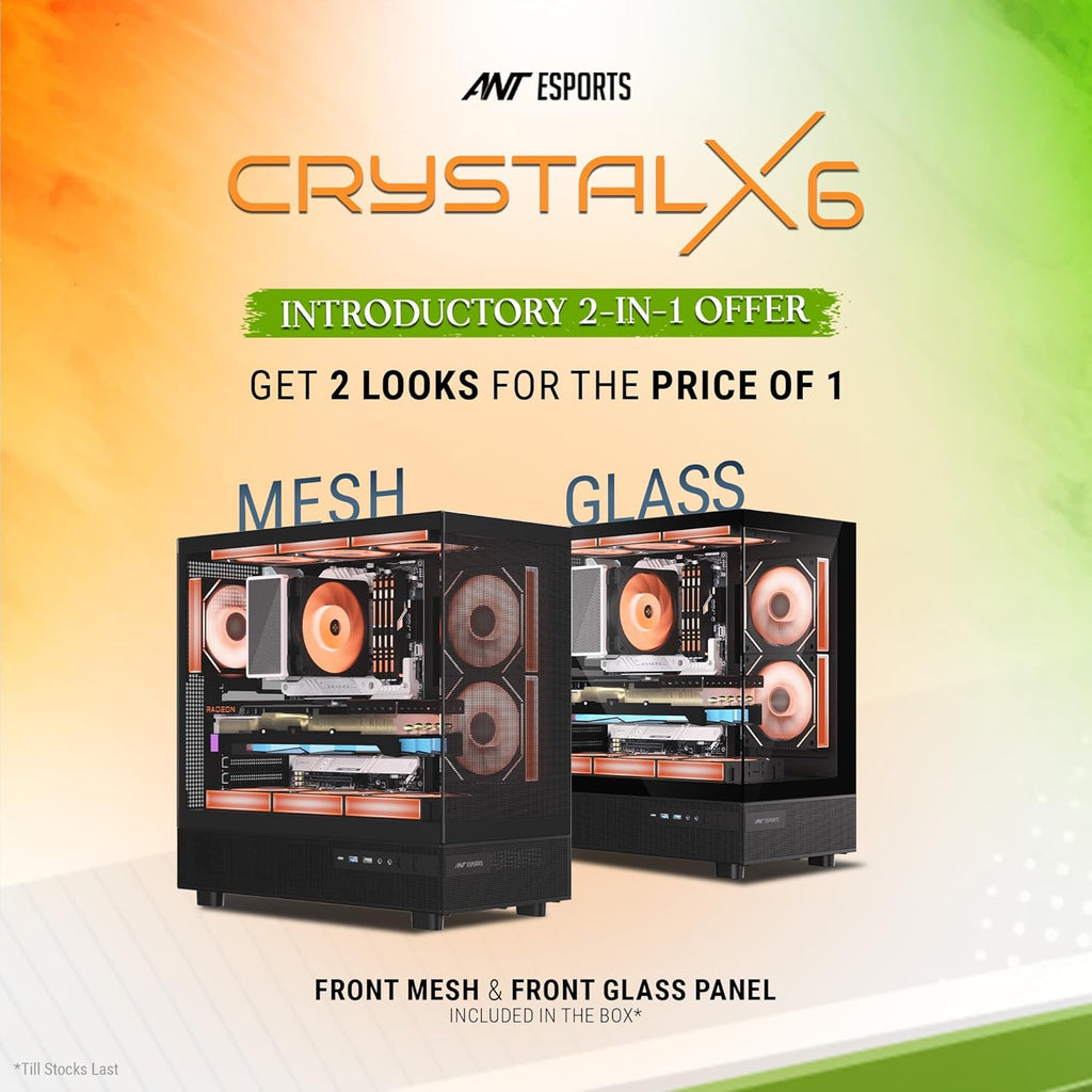 Ant Esports Chassis Crystal X6 -Black ( Chassis Without Power Supply )