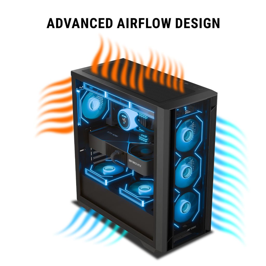 Ant Esports Chassis AQUA 360 4F - Black ( Chassis Without Power Supply )