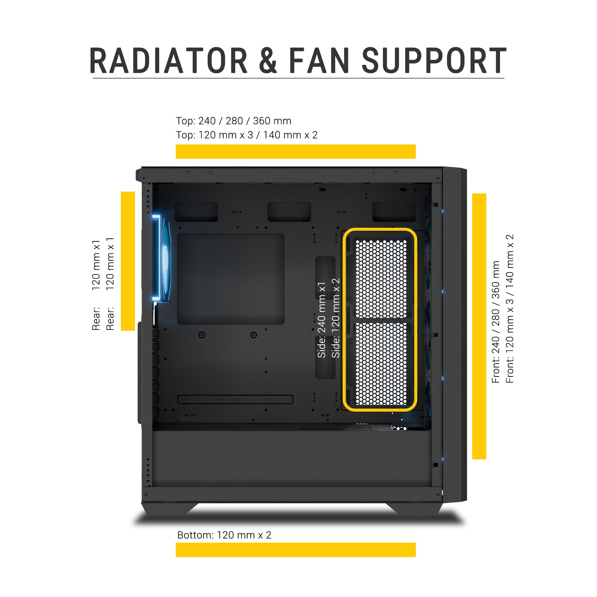 Ant Esports Chassis AQUA 360 4F - Black ( Chassis Without Power Supply )