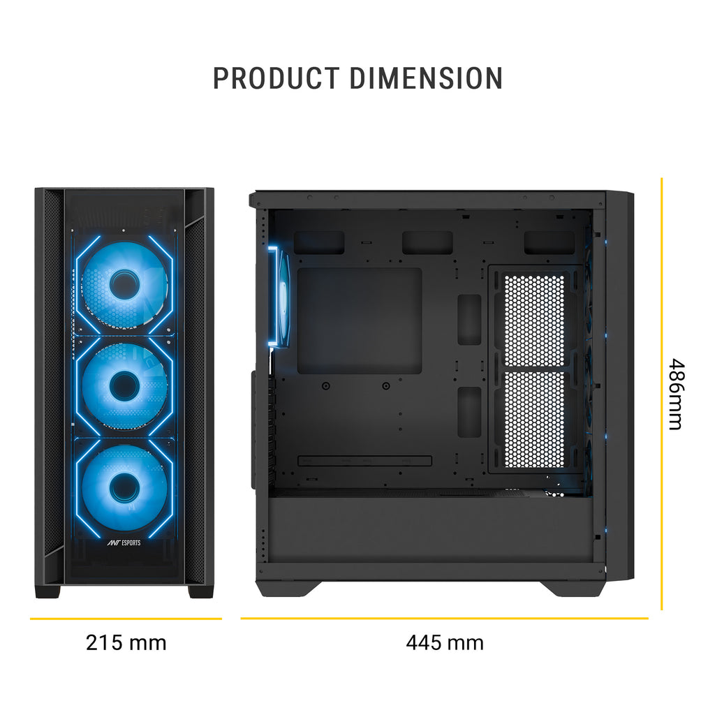 Ant Esports Chassis AQUA 360 4F - Black ( Chassis Without Power Supply )