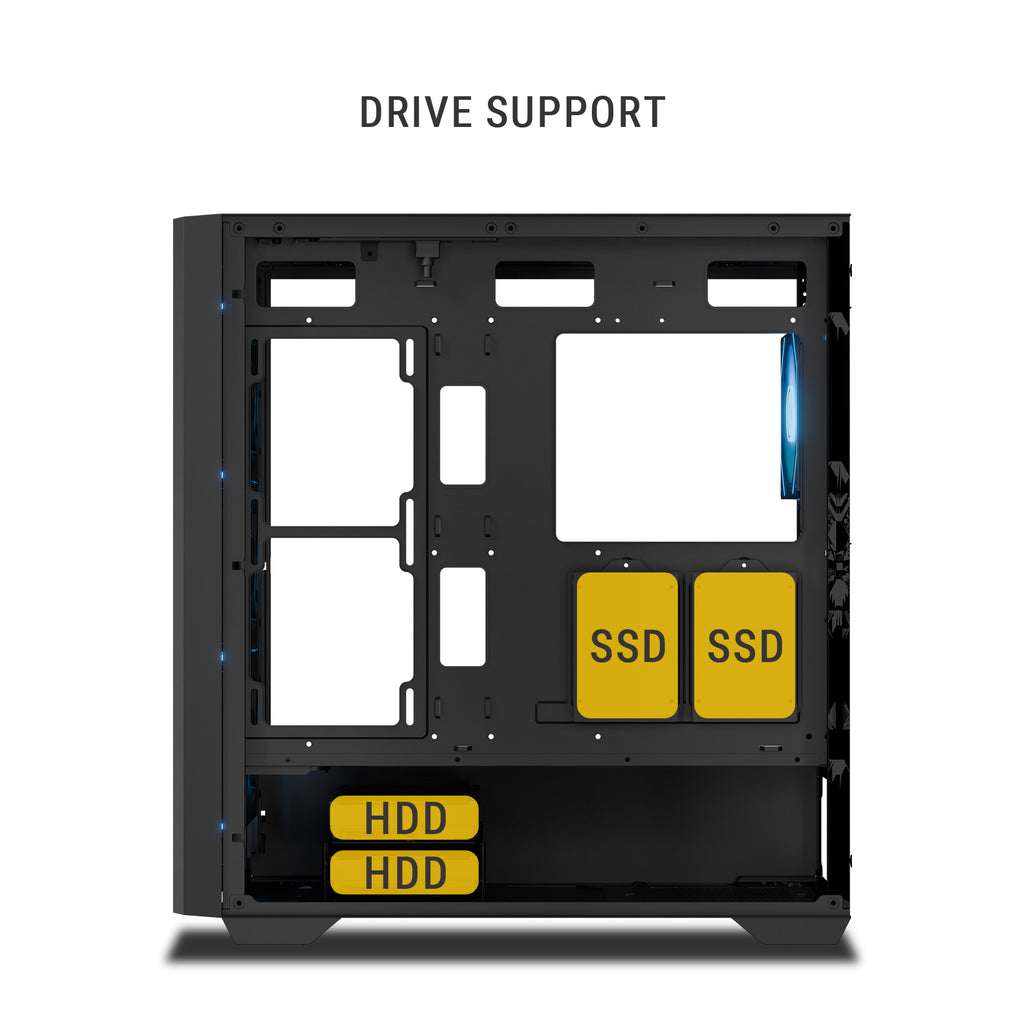 Ant Esports Chassis AQUA 360 4F - Black ( Chassis Without Power Supply )