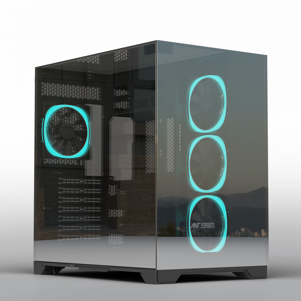 Ant Esports Chassis Crystal Mirror - Black ( Chassis Without Power Supply )