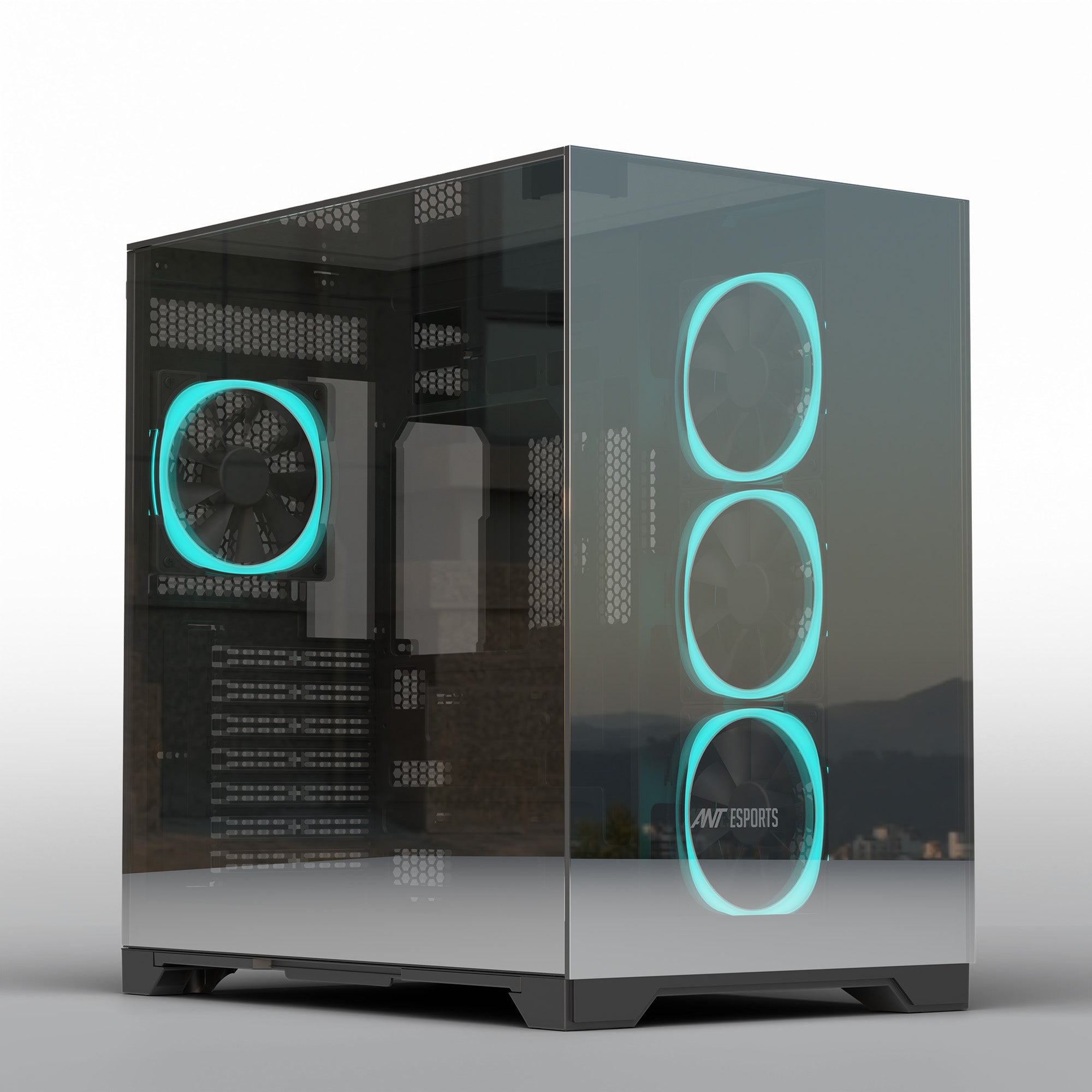 Ant Esports Chassis Crystal Mirror - Black ( Chassis Without Power Supply )
