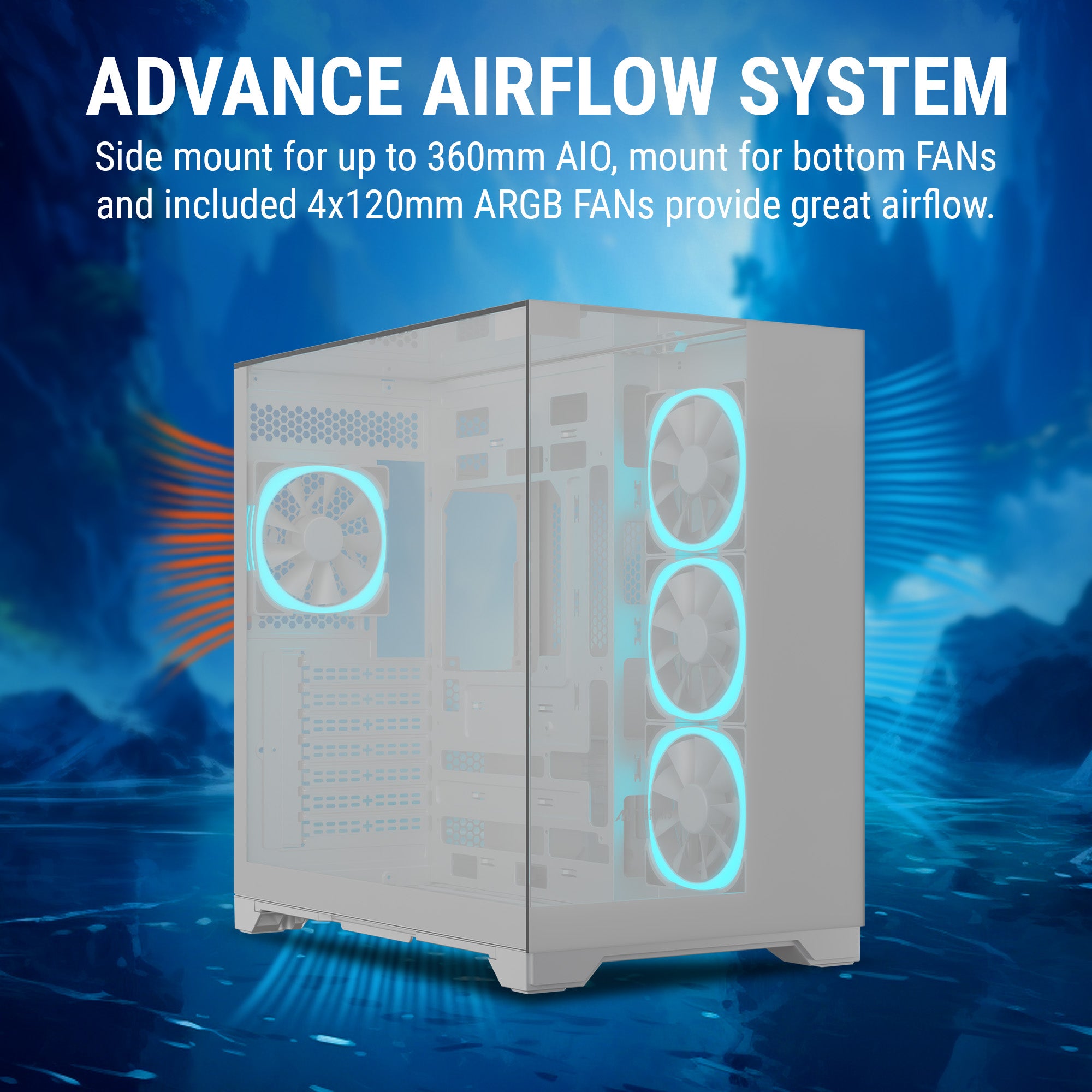 Ant Esports Chassis Crystal Mirror - White ( Chassis Without Power Supply )