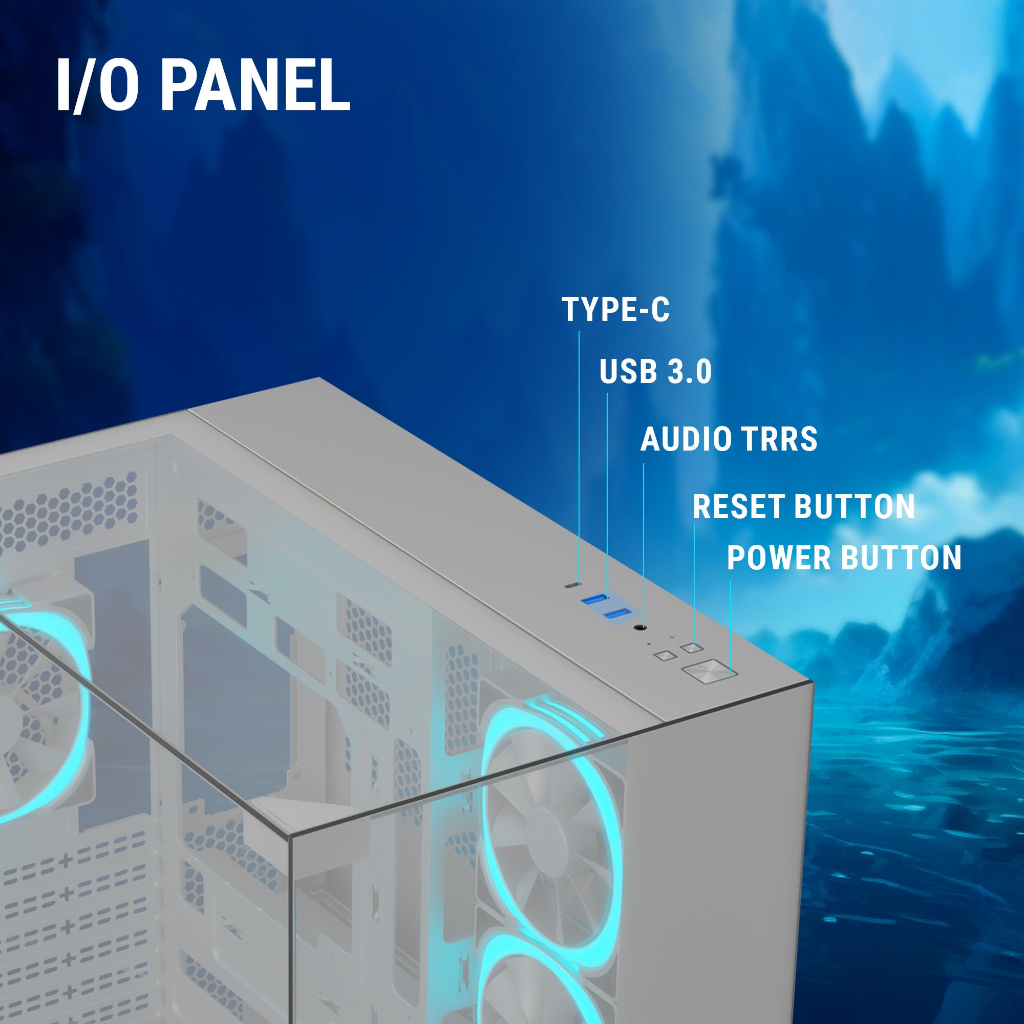 Ant Esports Chassis Crystal Mirror - White ( Chassis Without Power Supply )