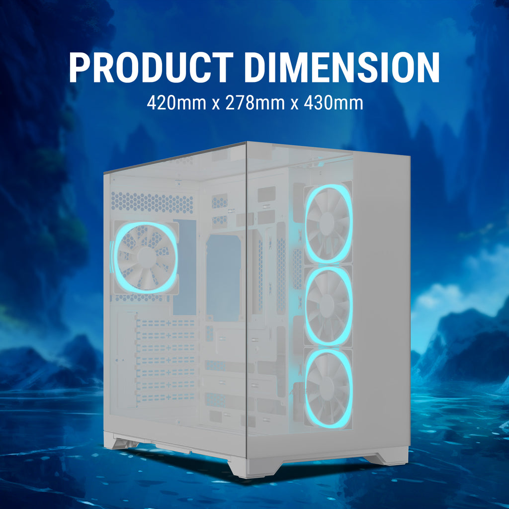 Ant Esports Chassis Crystal Mirror - White ( Chassis Without Power Supply )