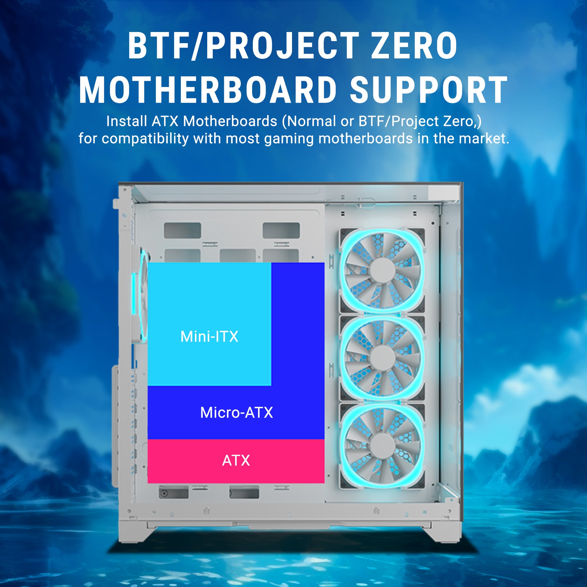 Ant Esports Chassis Crystal Mirror - White ( Chassis Without Power Supply )