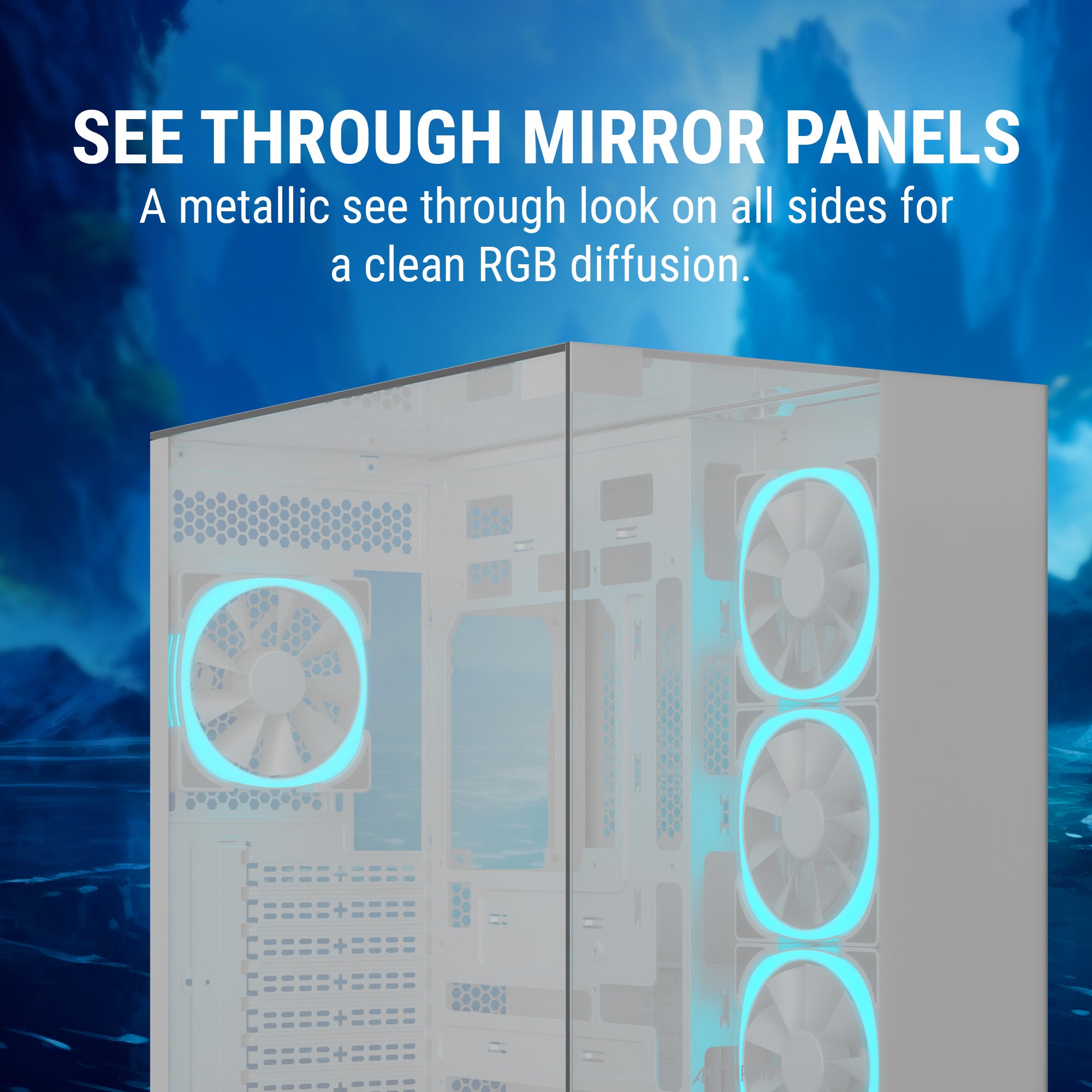 Ant Esports Chassis Crystal Mirror - White ( Chassis Without Power Supply )