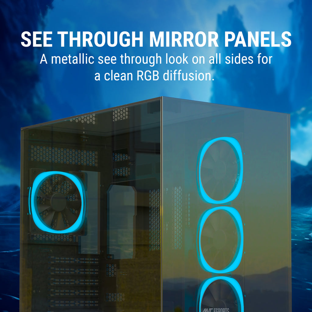 Ant Esports Chassis Crystal Mirror - Black ( Chassis Without Power Supply )