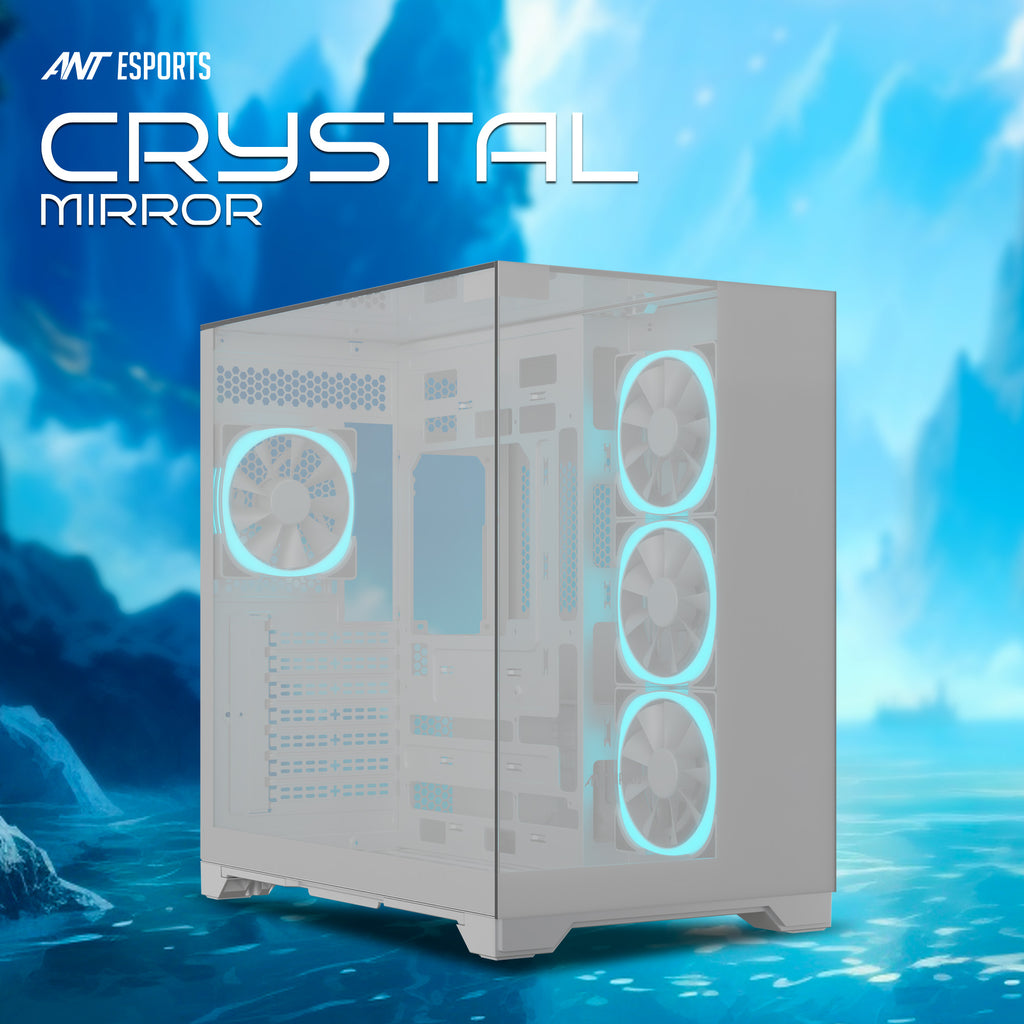Ant Esports Chassis Crystal Mirror - White ( Chassis Without Power Supply )