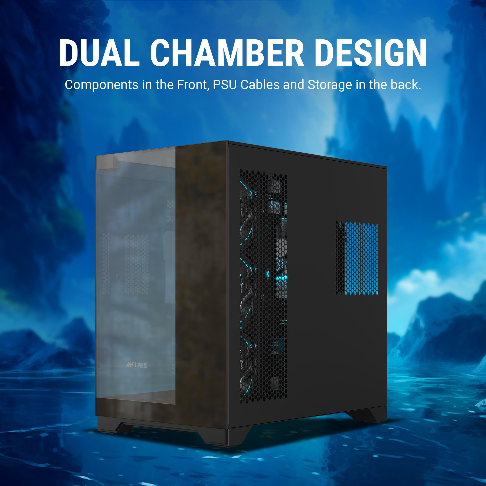 Ant Esports Chassis Crystal Mirror - Black ( Chassis Without Power Supply )
