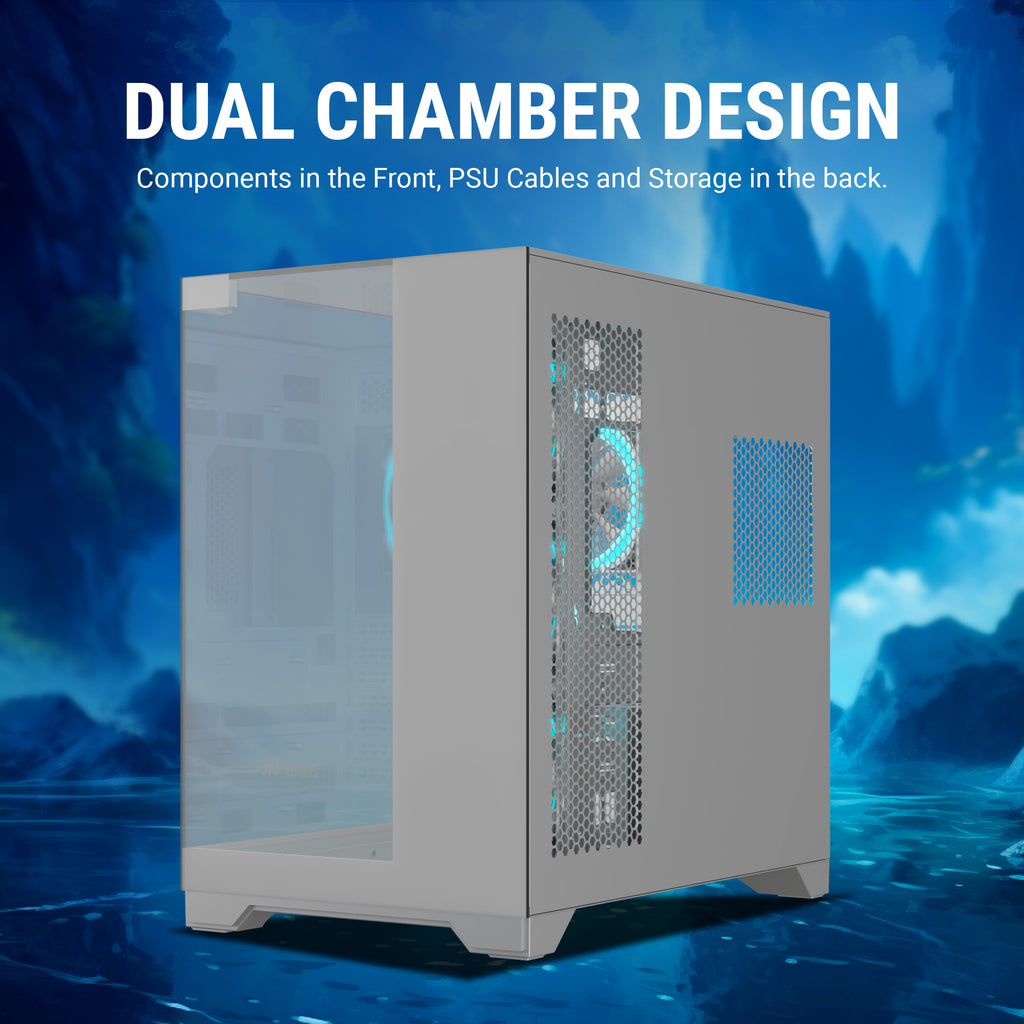 Ant Esports Chassis Crystal Mirror - White ( Chassis Without Power Supply )