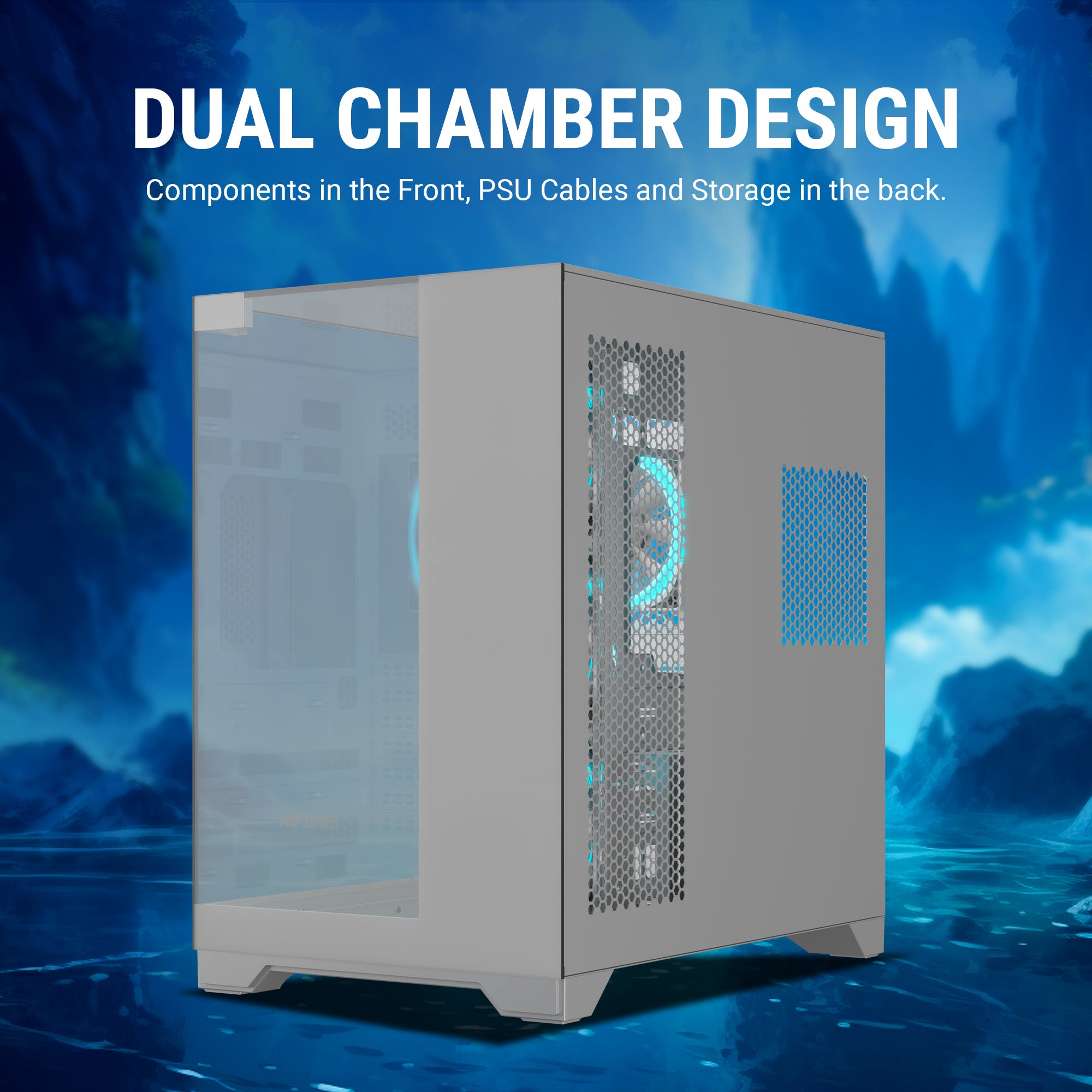 Ant Esports Chassis Crystal Mirror - White ( Chassis Without Power Supply )