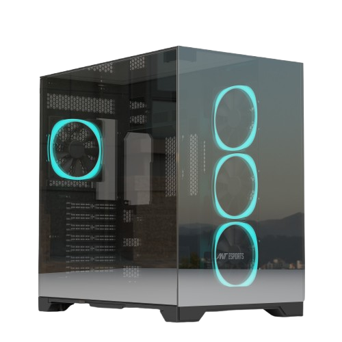 Ant Esports Chassis Crystal Mirror - Black ( Chassis Without Power Supply )