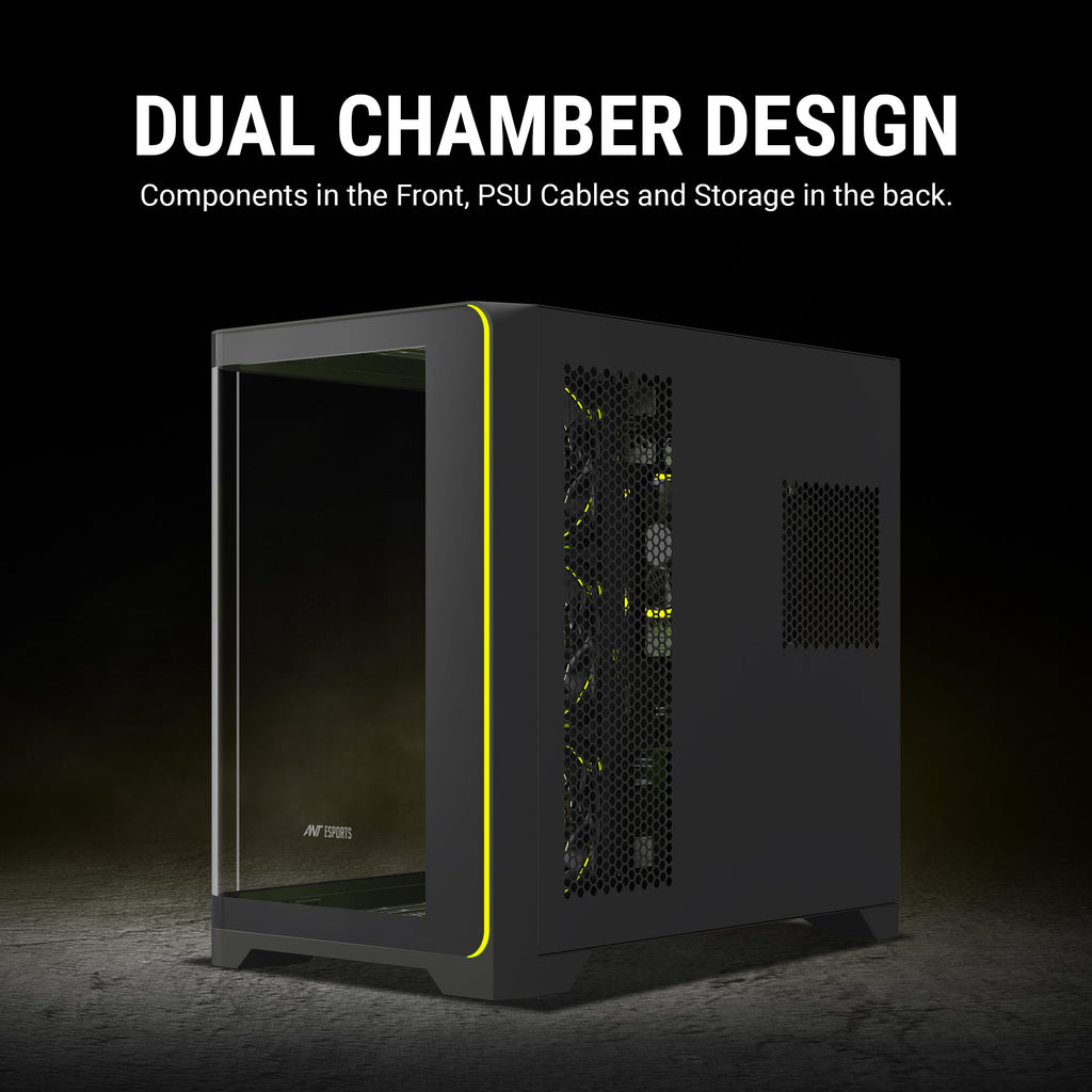 Ant Esports Chassis Crystal ARC - Black ( Chassis Without Power Supply )