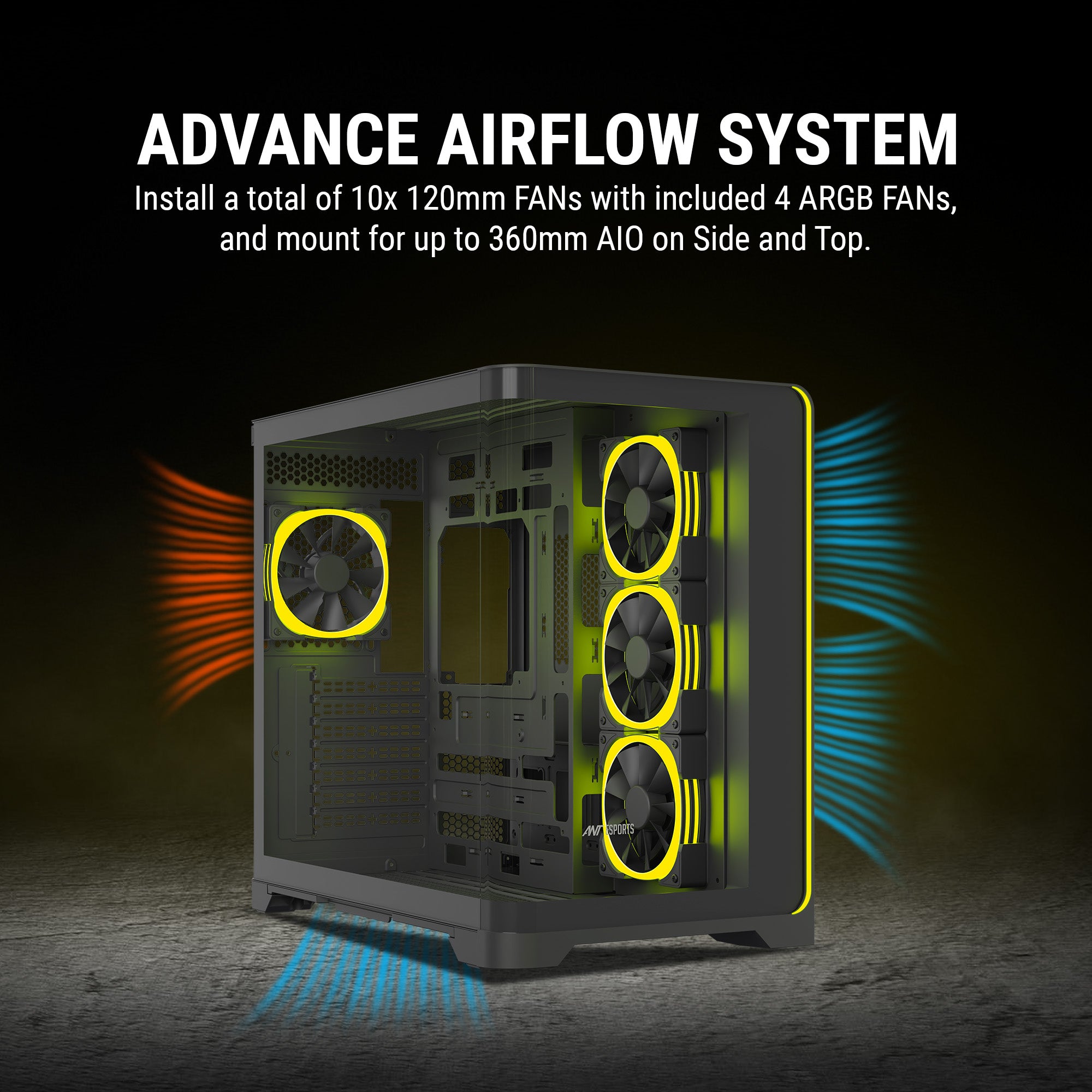 Ant Esports Chassis Crystal ARC - Black ( Chassis Without Power Supply )