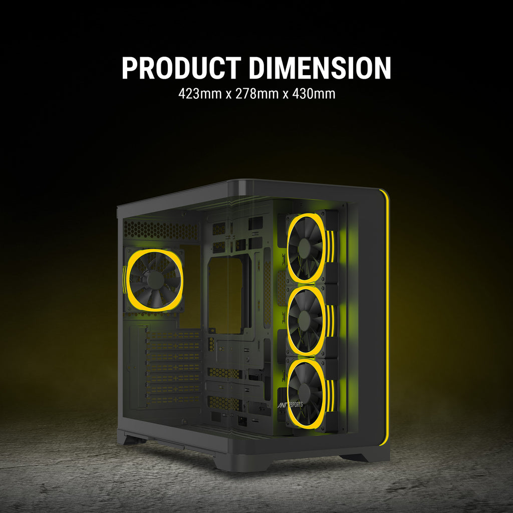 Ant Esports Chassis Crystal ARC - Black ( Chassis Without Power Supply )