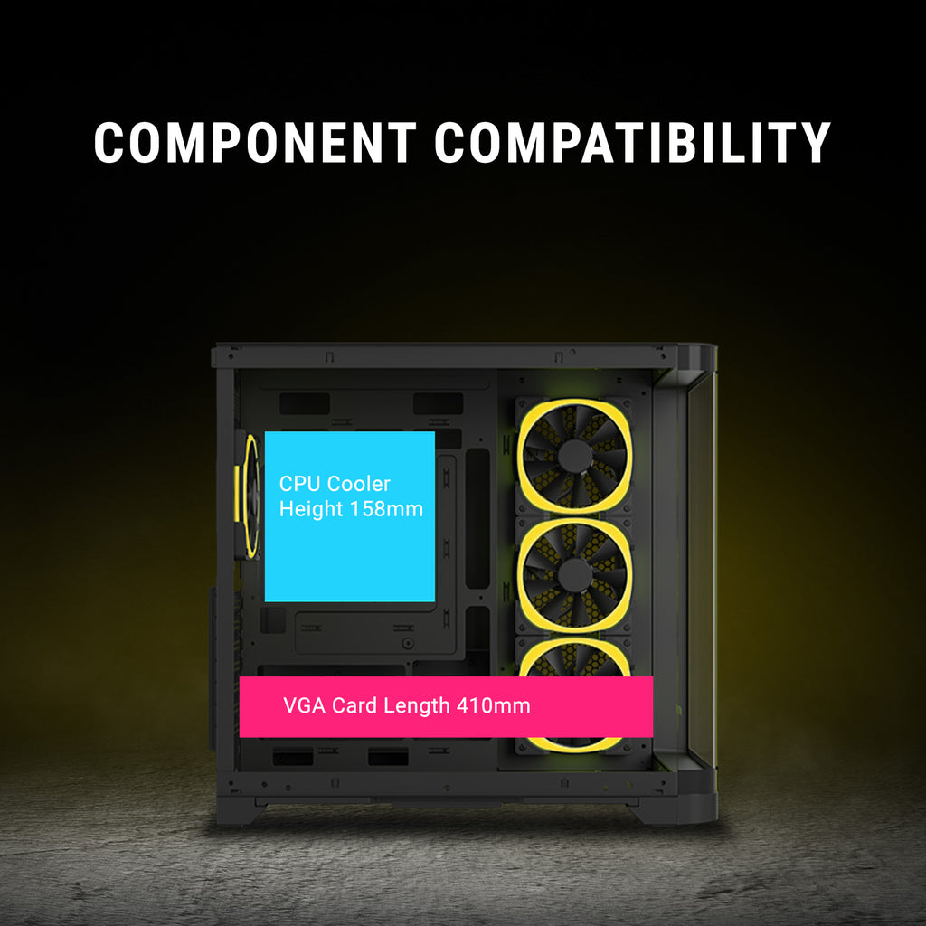 Ant Esports Chassis Crystal ARC - Black ( Chassis Without Power Supply )