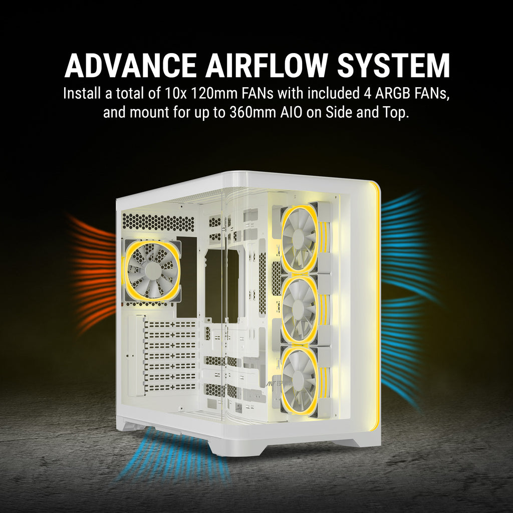 Ant Esports Chassis Crystal ARC - White ( Chassis Without Power Supply )