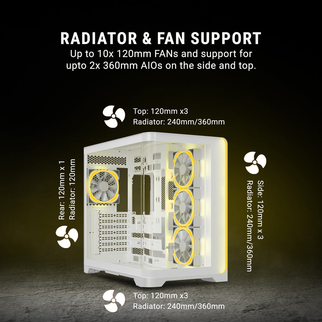 Ant Esports Chassis Crystal ARC - White ( Chassis Without Power Supply )