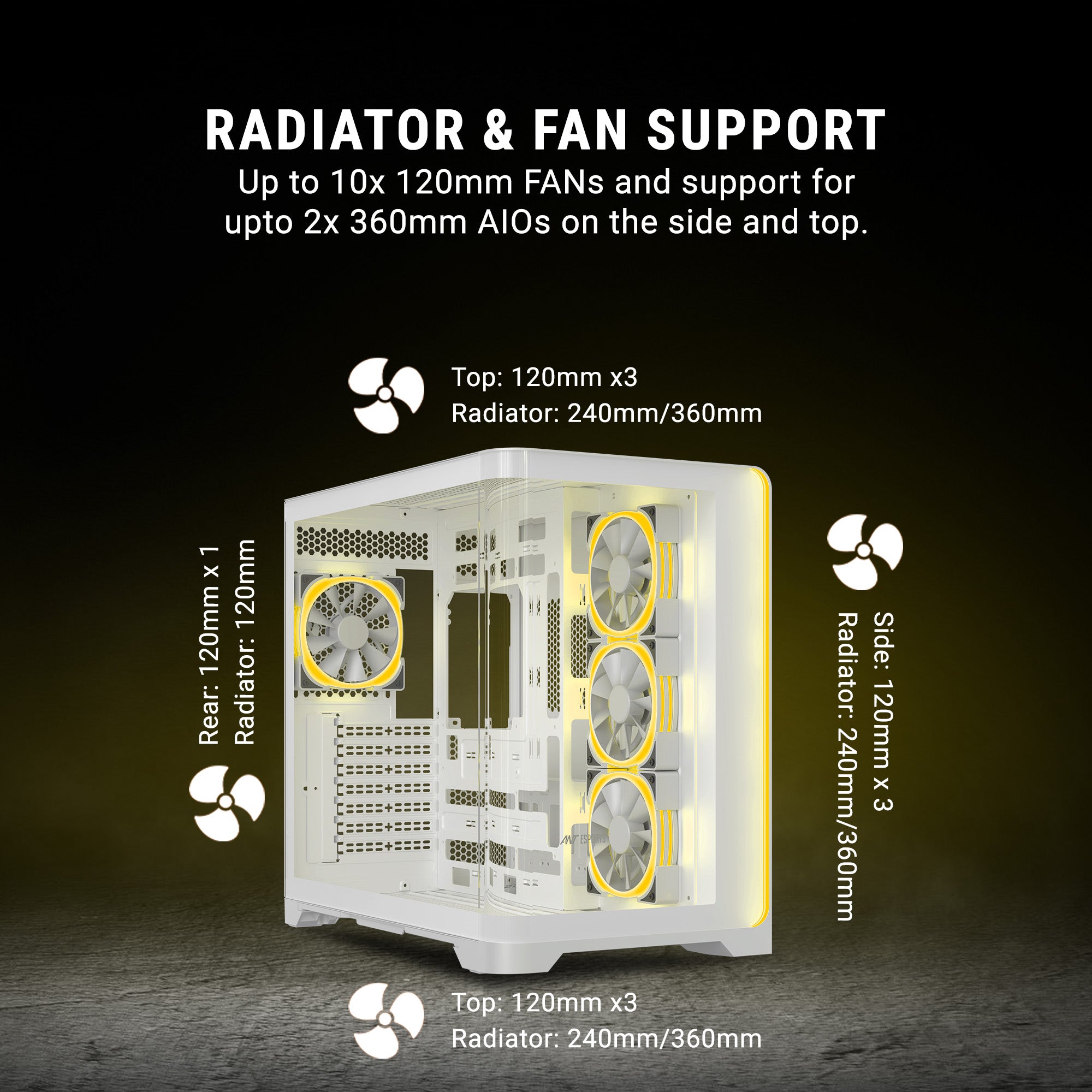 Ant Esports Chassis Crystal ARC - White ( Chassis Without Power Supply )