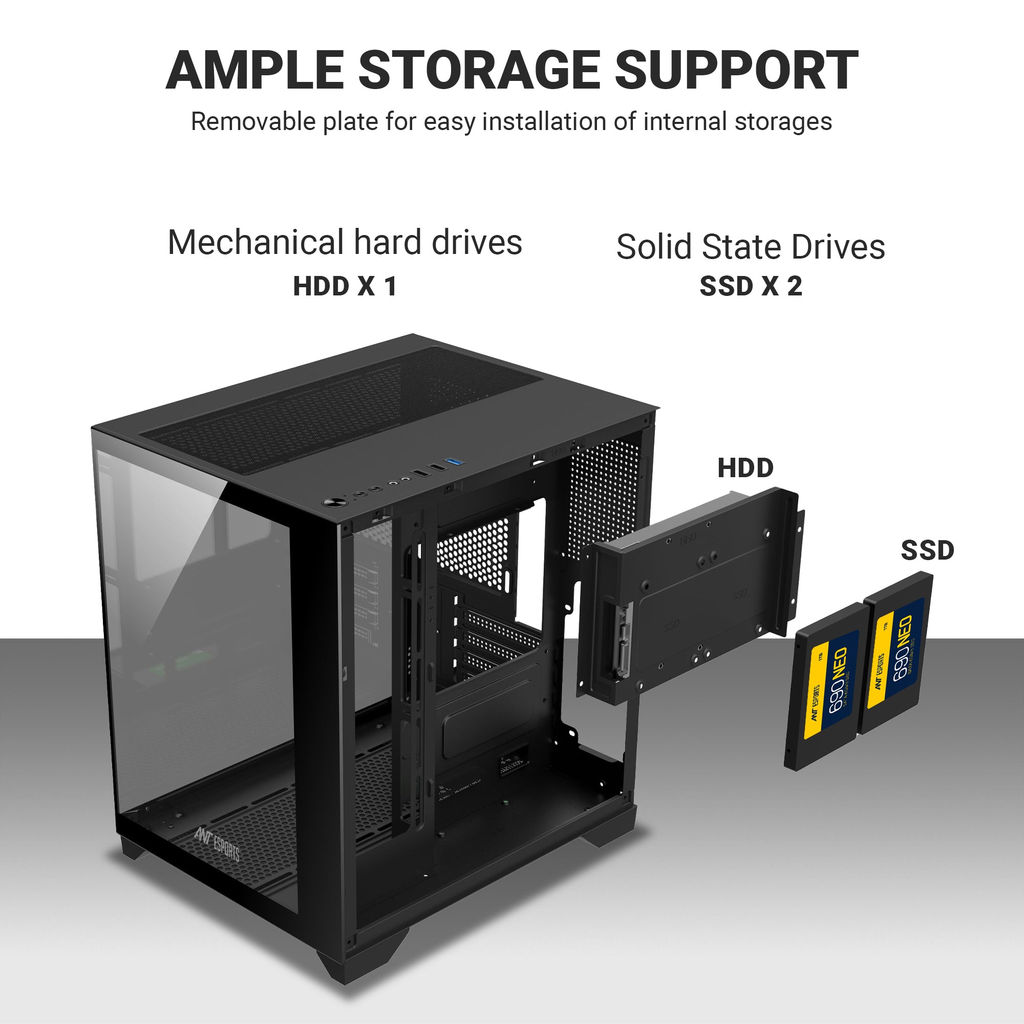 Ant Esports Chassis CRYSTAL Z2 Black ( Chassis Without Power Supply )