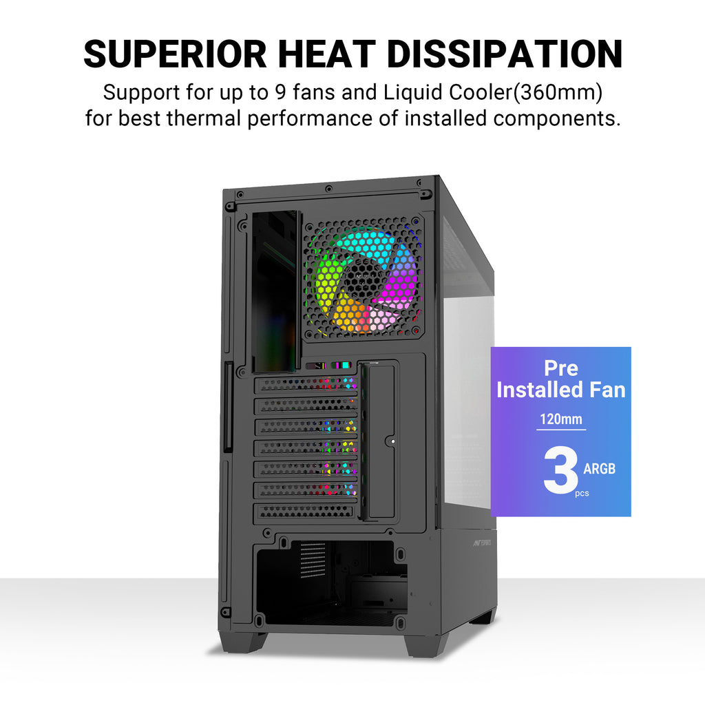 Ant Esports Chassis CRYSTAL Z3 Black ( Chassis Witout Power Supply )