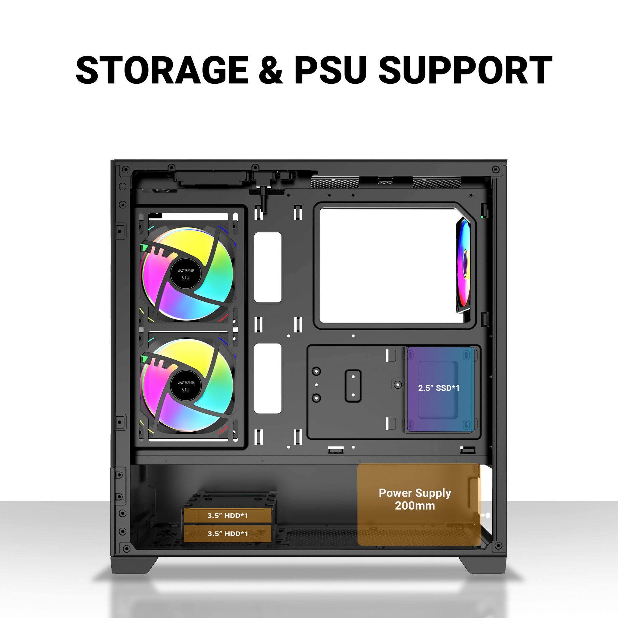 Ant Esports Chassis CRYSTAL Z3 Black ( Chassis Witout Power Supply )