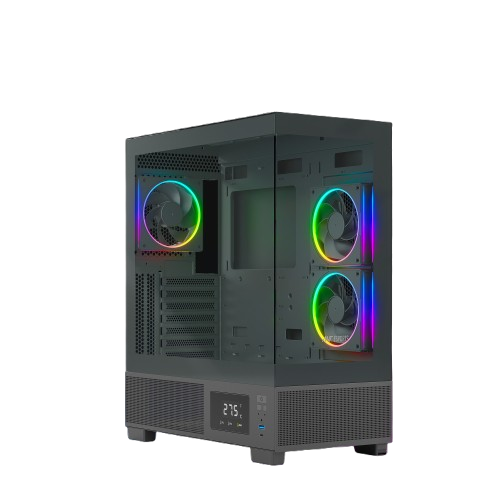 Ant Esports Chassis Crystal X3 LCD - Black ( Chassis Without Power Supply )