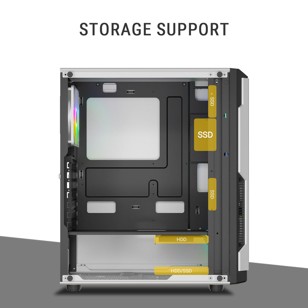 Ant Esports Chassis Eclipse - White Black ( Chassis Without Power Supply )
