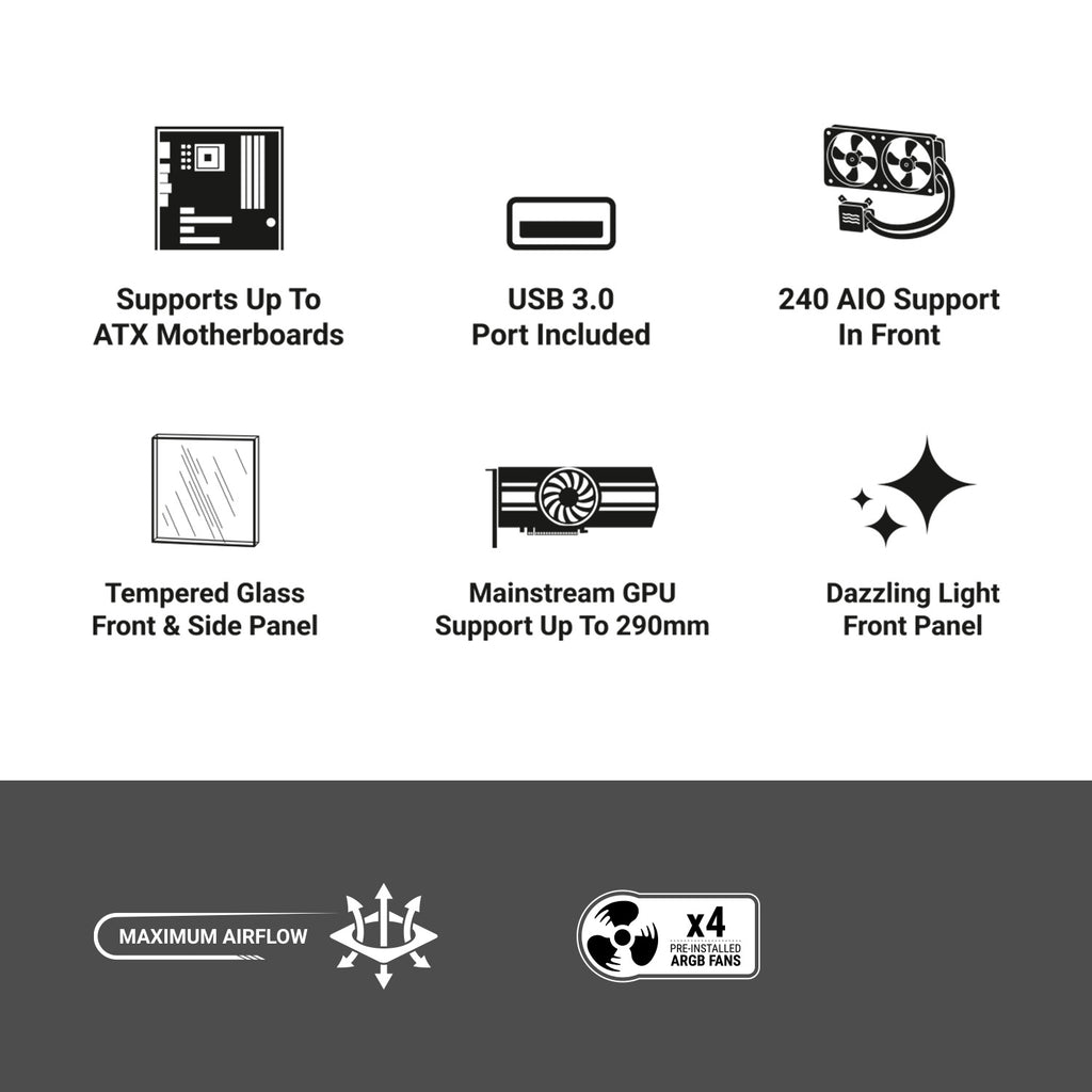 Ant Esports Chassis Eclipse - White Black ( Chassis Without Power Supply )