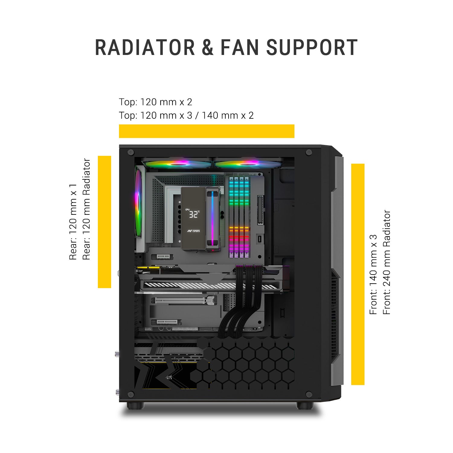 Ant Esports Chassis Eclipse - Grey Black ( Chassis Without Power Supply )