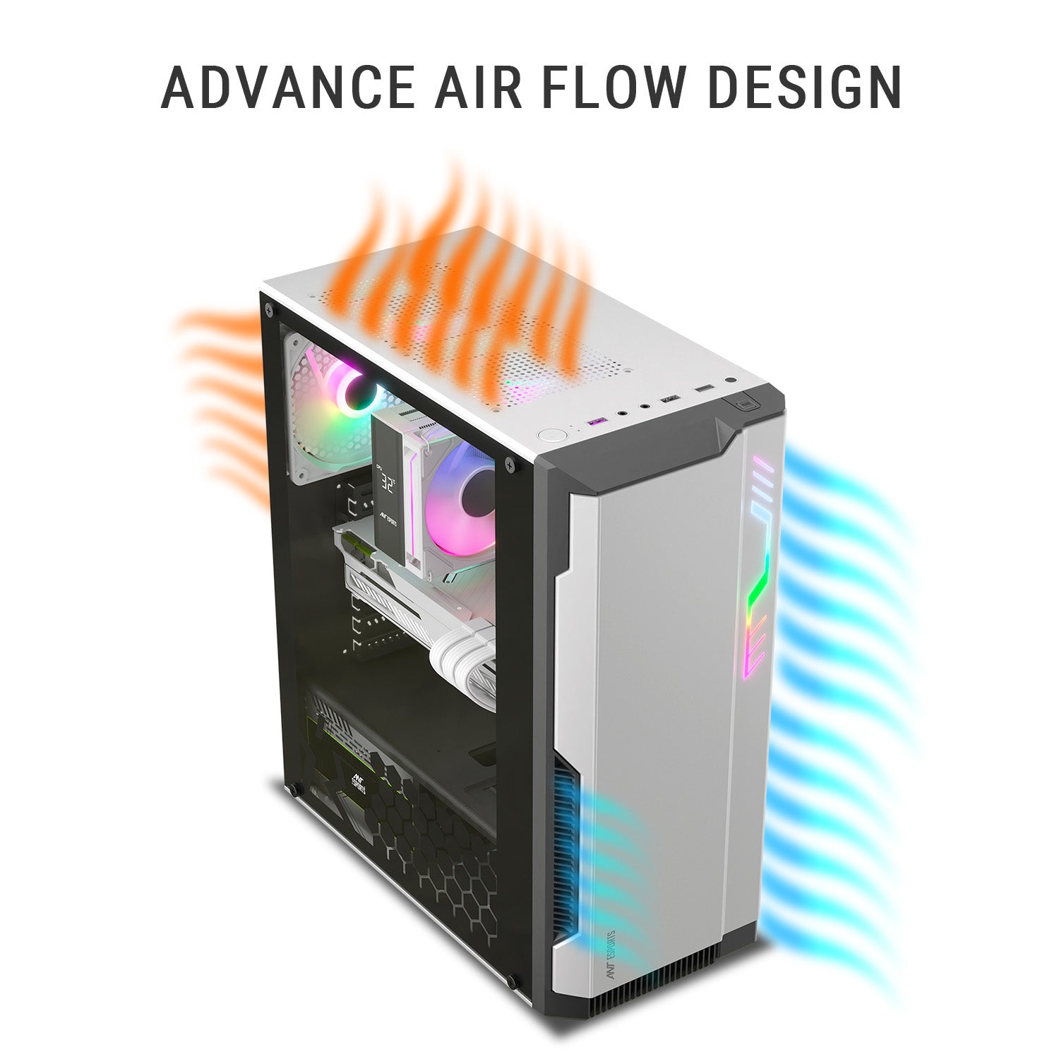 Ant Esports Chassis Eclipse - White Black ( Chassis Without Power Supply )