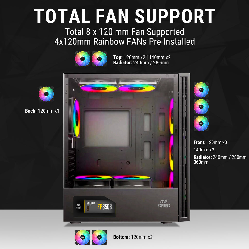 Ant Esports Chassis Elite 1200 Black ( Chassis Without PSU )