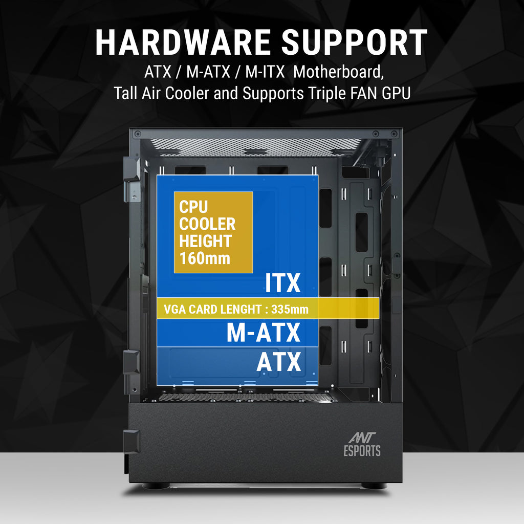 Ant Esports Chassis Elite 1200 Black ( Chassis Without PSU )