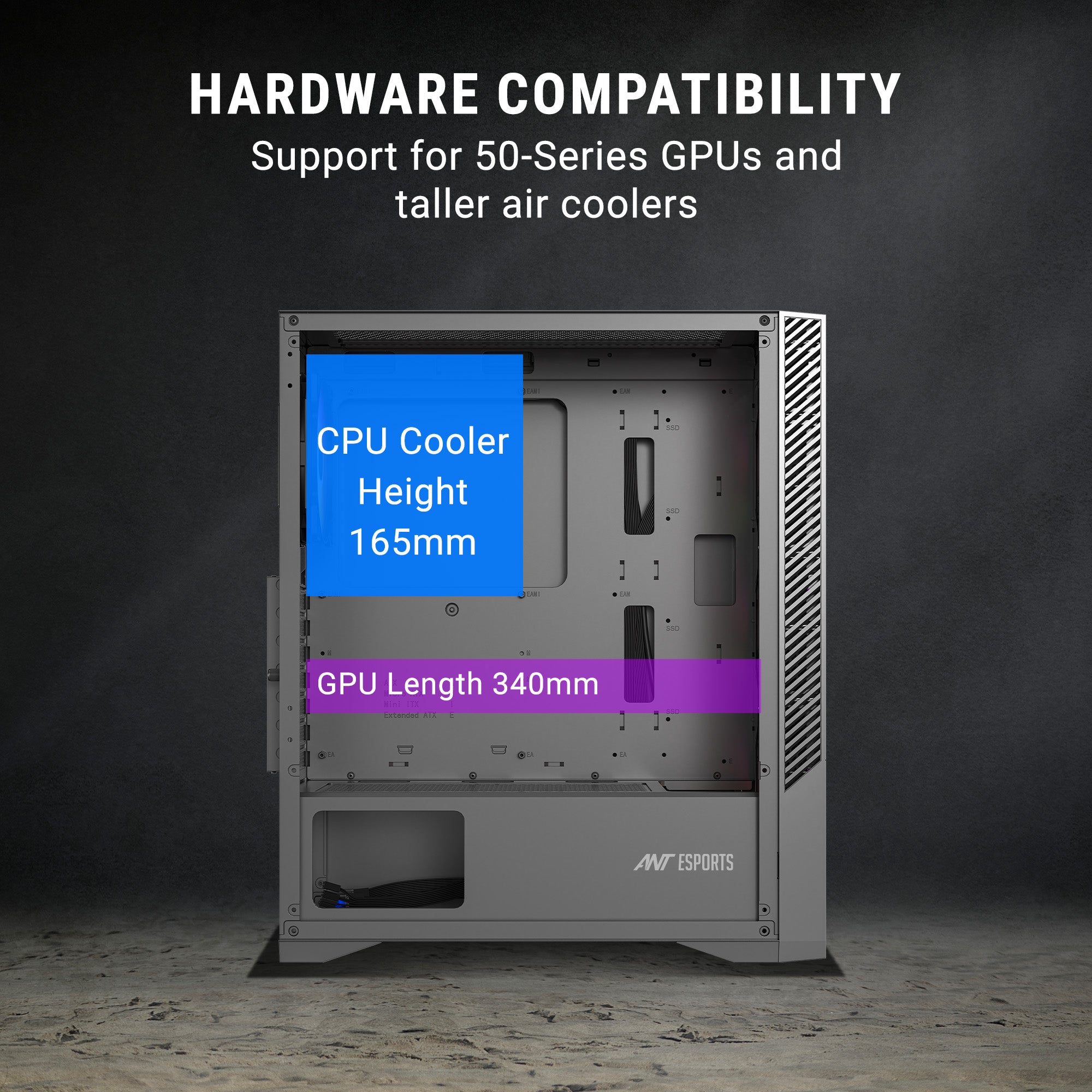 Ant Esports Chassis ICE 270M 6F with Mesh Front Panel & 6 Fans - Black ( Chassis Without Power Supply)