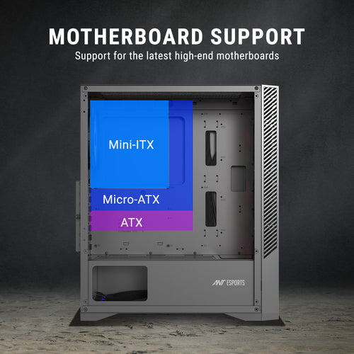 ANT ESPORTS CABINET ARGB WITH GLASS FRONT PANEL & 6 FAN BLACK - ICE 270G 6F