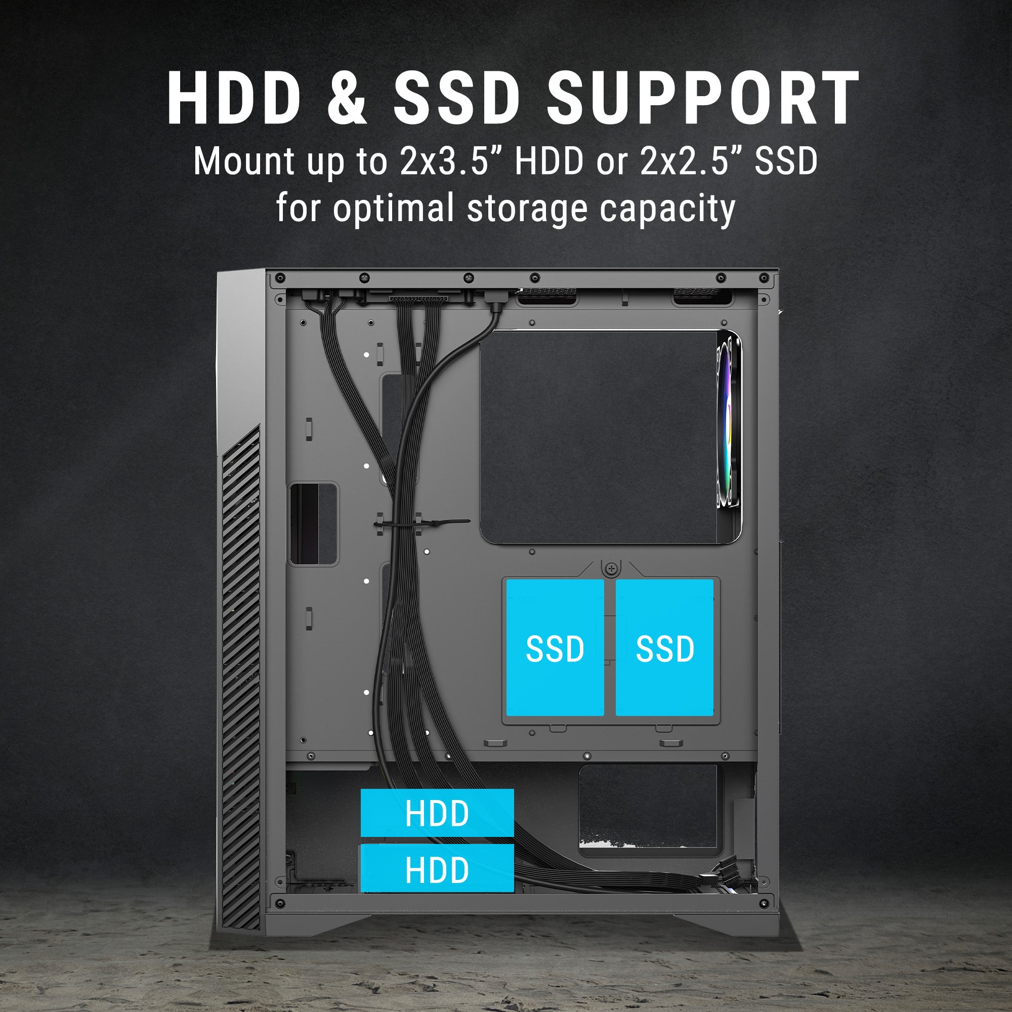 Ant Esports Chassis ICE 270M 6F with Mesh Front Panel & 6 Fans - Black ( Chassis Without Power Supply)